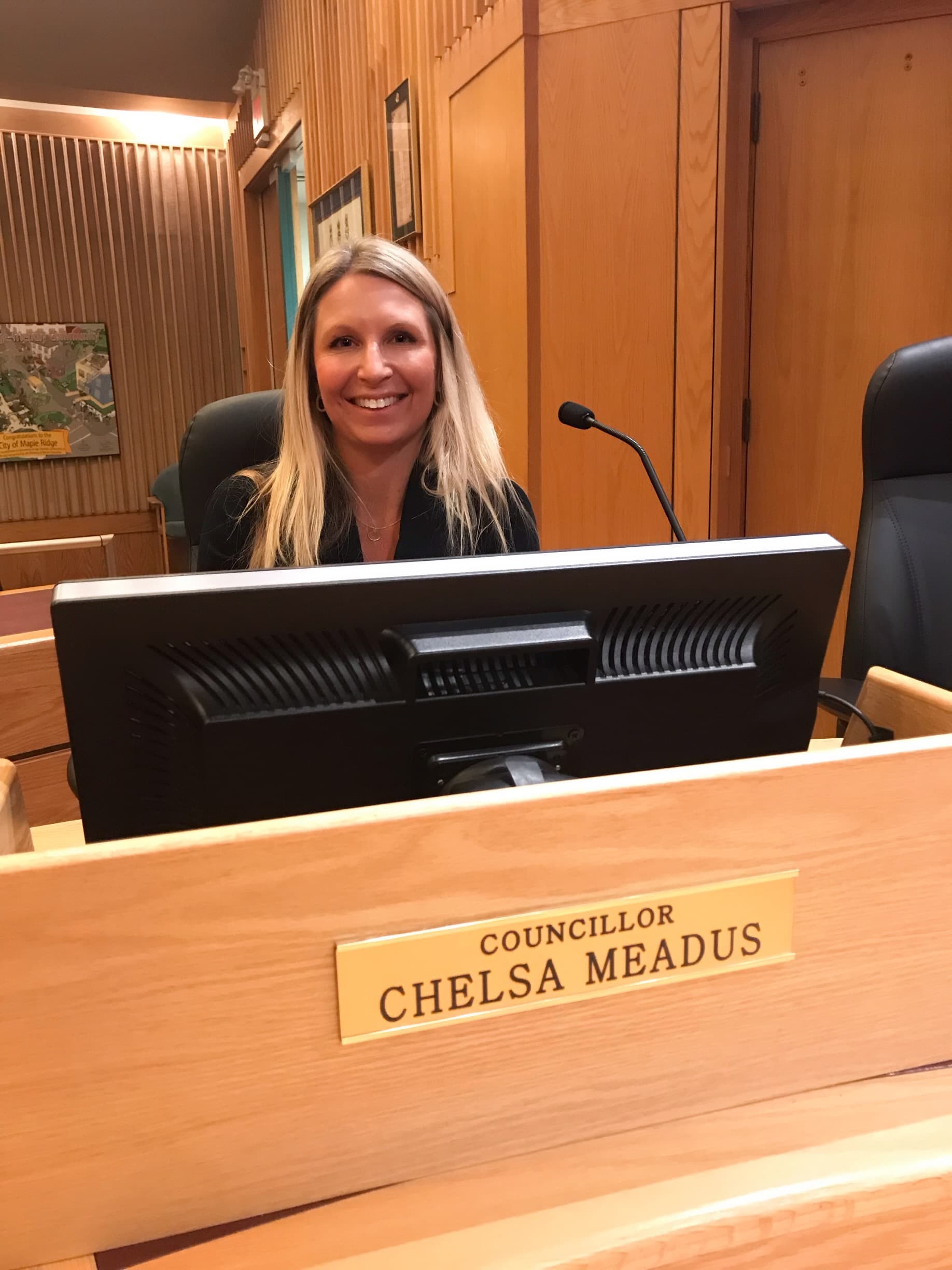 Chelsa Meadus at the Maple Ridge council chambers
