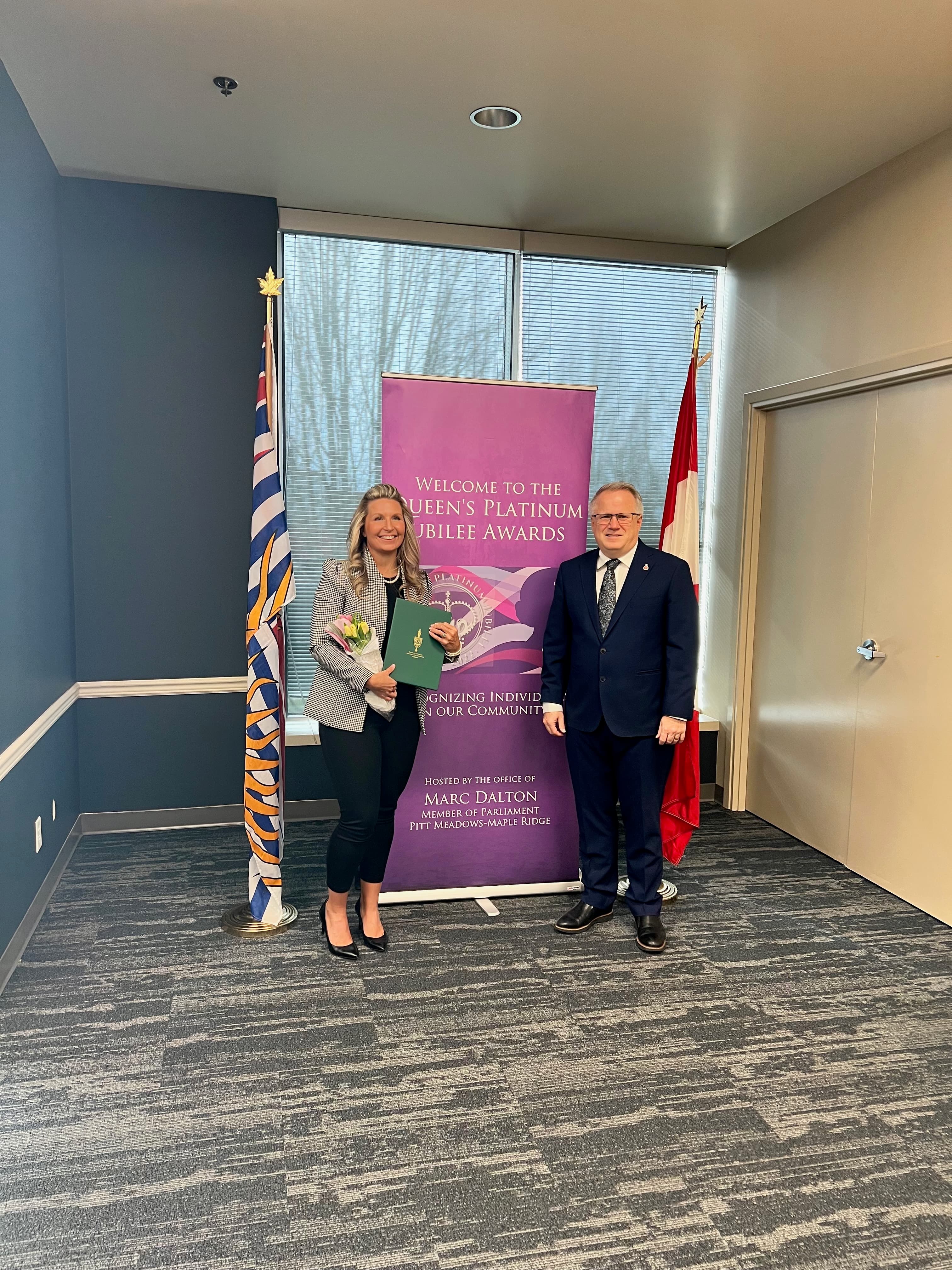 Chelsa Meadus receiving the Queen Elizabeth II Platinum Jubilee Medal